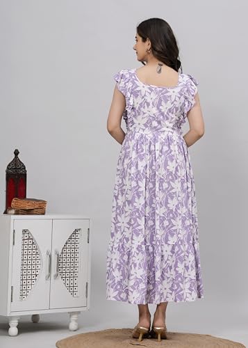Image of Daevish Women's Rayon Fit and Flare Maxi Casual Dress | Women Flared Dress
