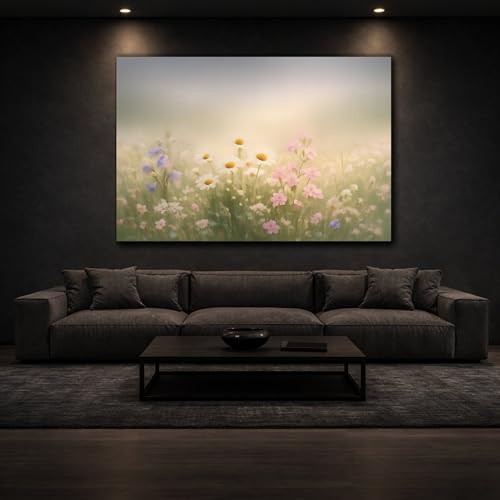 Décoration murale fleurs sauvages pastel horizontal pour bureau - 3