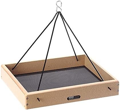Birds Choice SNHPF250 Hanging Tray, Recycled Hanging Feeder w/ Collapsible Steel Hanging Rods, Large