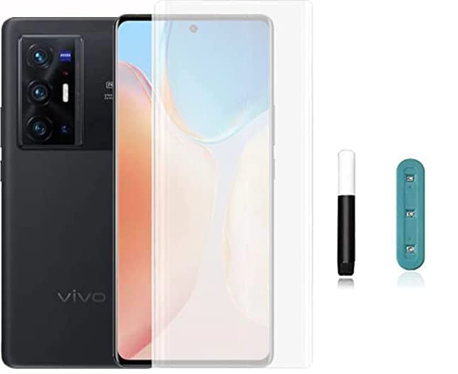 Image of Premium Tempered Glass Design for Vivo X70 Pro Plus Advanced Border Less Full Edge to Edge 3D Curved UV Screen Protector and Easy Installation Kit (Pack of 1)- By Blackwik