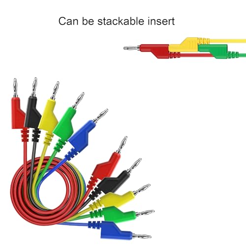 Image of 5PCS 4mm Banana Plug Test Leads with 10PCS Fully Insulated Alligator Clips | 5-color flexible multimeter cables. Fully insulated copper crocodile clips for automotive & lab circuit testing. 19A Max