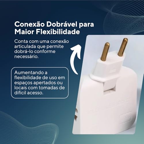 Adaptador Tomada Benjamin Articulado Bivolt com Duas Entradas USB, Conecta 4 Dispositivos Simultanea