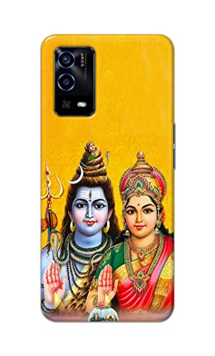 Image of PRINTFIDAA God Shiva Parvati Yellow Background Printed Designer Hard Case for Oppo A55 Back Cover -(ZP) MVN1008