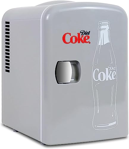 Diet Coke Mini Fridge - Refrigerator for Bedroom Skincare Office Portable Table Top Beverage Cooler 12V DC/220V ACRefrigerador For Drinks Soda Wine Use In Car Dorm Outdoor Patio 6 Can