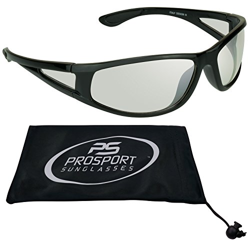 Clear Lens Sunglasses with Side Shield for Motorcycle Riding, Cycling Impact Resistant Polycarbonate Fits Medium to Large Head Sizes. Free Microfiber included.