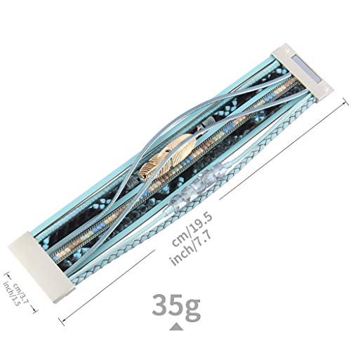 GelConnie Leather Wrap Bracelet for Women Multilayer Cuff Bracelet Feather Boho Leather Bracelet Bohemian Wristbands Jewelry Gift for Sisters, Teen Girls and Mother - Image 5