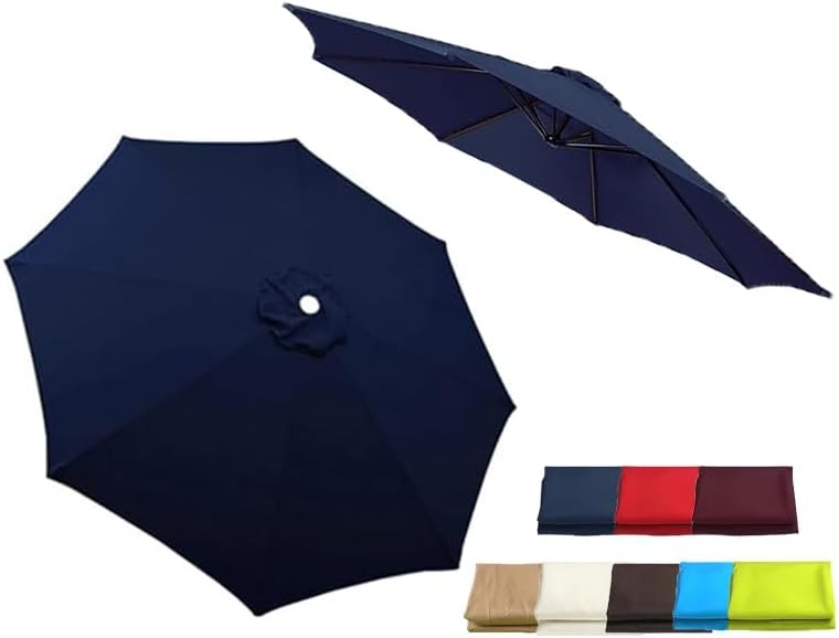 Umbrella Canopy Replacement 6.5ft/8ft/9ft/10ft Cantilever Replacement Parasol Fabric, 6/8 Ribs Replacement Patio Umbrella Canopy Cover(Dark Blue,3.0m/10ft-8Ribs)