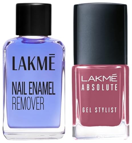 Image of LAKME Absolute Glossy Finish Gel Stylist Vintage Romance, 12 Milliliters & Lakme Nail Color Remover, 27ml
