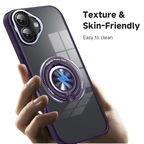 Image of KARWAN️360 Degree Stand with Mag-Safe Case with N52 Strong Magnets Mag-Safe Phone case Cover for iPhone 16 || Mobile Back Cover for iPhone 16 || Purple