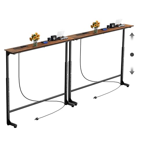 Keelian 90 inch Narrow Console Table Outlet,Adjustable