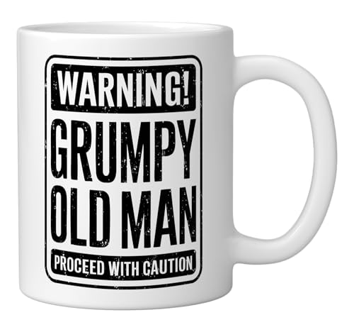 Taza de café cerámica blanca 11 oz Warning Grumpy Old Man miniatura 2