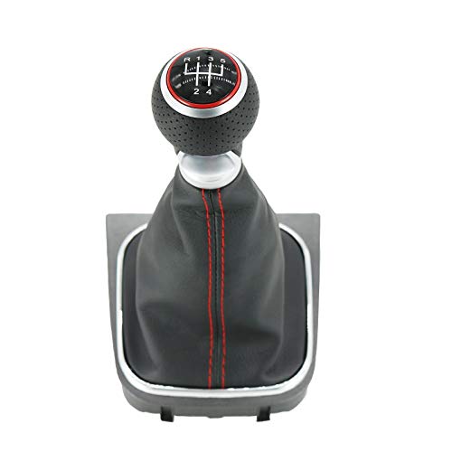 kangbeier for VW Golf 5 MK5 R32 GTI 2004 2005 2006 2007 2008 2009 Car-Stying 5 Speed Car Gear Stick Level Shift Knob with Leather Boot
