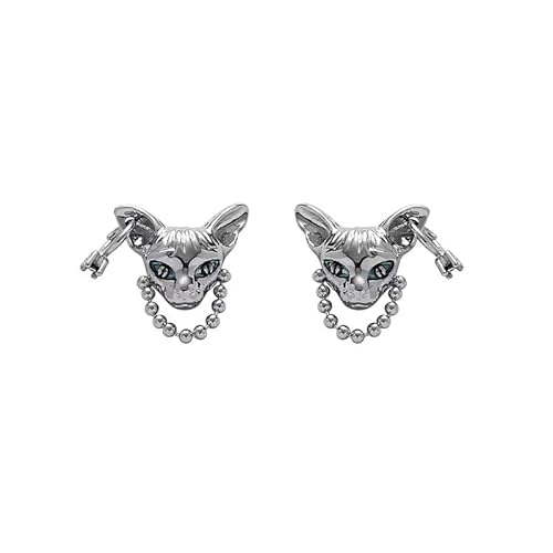 LBILIS Boucles d'oreilles chat en argent sterling 925 avec yeux bleus - Cadeau pour femme et fille, Argent Cover