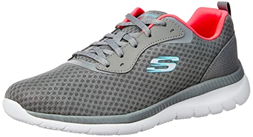 Tênis Bountiful, Skechers, Feminino, Cinza Escuro / Rosa Coral, 38