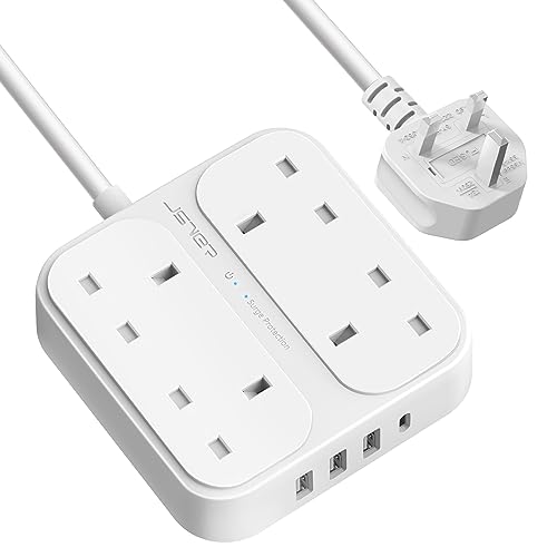 JSVER 13A 4-Way Surge Protection Power Strip with USB-C and 3 USB Ports