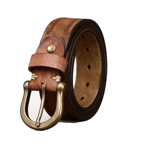 3.8cm Men's Top-Grain Cowhide Leather Belt, Extra Thick, 5.5mm, Hand-Engraved, Fashionable and Casual Gifts for Men