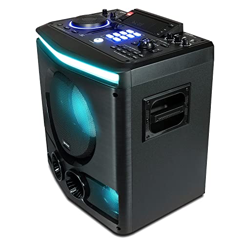 Gemini Bluetooth Karaoke Party Speaker System with 8' Woofer, LED Lights, Mic, Guitar Input, DJ...