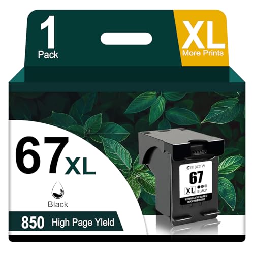 67XL Black Ink Cartridges Replacement for HP Ink 67xl Black Use for DeskJet 2752 2710 2755 2722 2720 Plus 4100 4152 4158 Envy 6055 6052 6022 Pro 6452 6455 Printer(1 Pack)