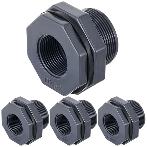 Image of 4 Pcs 1-1 /4 Inch Bulkhead Fitting PVC Npt Tank Connector