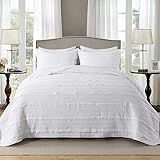 Homcosan Juego de edredón de tamaño King, funda de edredón para uso en todas las estaciones (blanco)