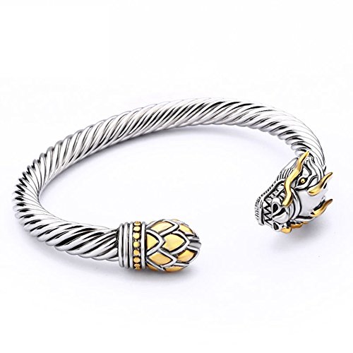 Uny Jewel Jewelry Chinese Dragon Rhodium Plated Bracelet Cuff Bangle Vintage Cable Classics Bracelet (Dragon Cable Cuff) #TOP2