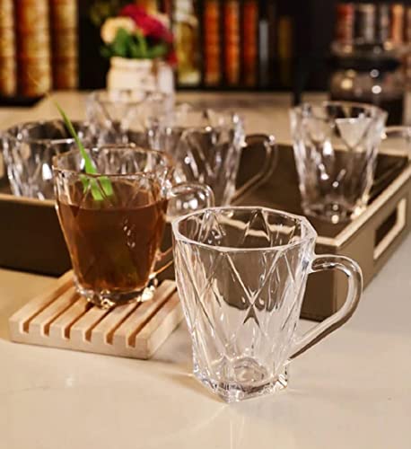 Image of Premium Glass Tea & Coffee Cups Set of 6, 250 ML Transparent Glass Mug with Handle for Coffee,Green Tea, Hot & Cold Beverages, Stylish Clear Drinking Cups for Home Kitchen Cafe (CTZ - 29)