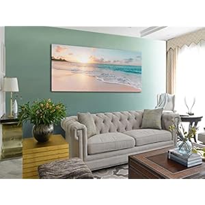 OKEXCKK Beach Coastal Canvas Wall Art - Sunset Picture Painting Print for Office, Bedroom, Living Room Decoration, Large Artwork for Wall Decor OKEXCKK Beach Coastal Canvas Wall Art Sunset Picture Painting Print for Office Bedroom Living Room Decoration Large Artwork for Wall Decor