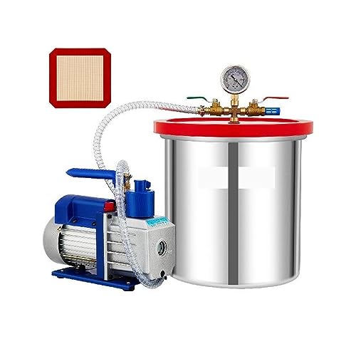 Bomba de vacío BUUBO, bomba de vacío de una etapa con cámara de 5 galones y capacidad de 7 CFM, 0.75 HP, para servicio de aire acondicionado, estabilización de madera y desgasificación de resinas