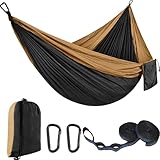 Hamaca ultraligera para acampar al aire libre para 2 personas, 300 x 200 cm, hamacas dobles con capacidad de 440 libras, incluye mochila para un fácil transporte, ideal para ocio y camping (azul)