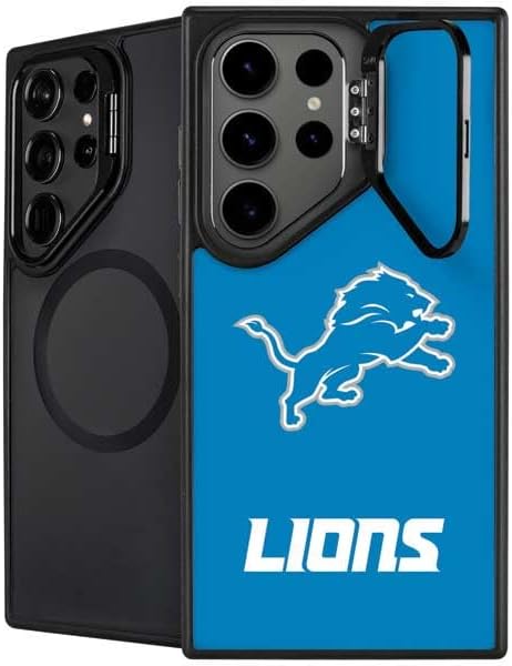 Skinit Kickstand Phone Case Compatible with Galaxy S24 Ultra - Officially Licensed NFL Detroit Lions Black & White Design
