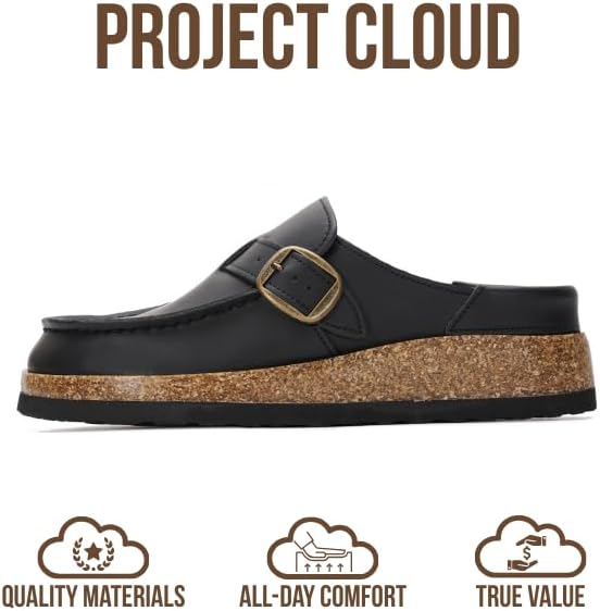 Project Cloud 100% Genuine Leather Moccasin-Style Clogs for Women - Memory Foam and Water Resistant Mules Slip-on - Non-Slip and Durable Clogs Casual Shoes for Women Footwear - Image 3