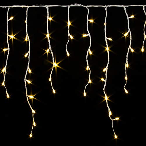 Preisvergleich Produktbild Pridea 400LED Lichterkette Eisregen Icicle Kalt- / Warmweiß 15 Meter Weihnachtsbeleuchtung, Lichtfarbe:warmweiss