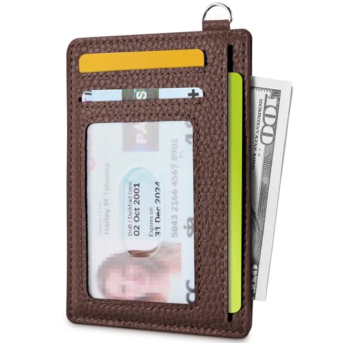 Image of Mayski Slim Wallet, Credit Card Holder for Women, Minimalist Front Pocket RFID Blocking Card Cases, Small Wallet Women Men(Lichee Coffee)