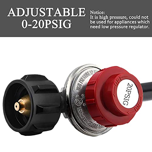 Gcbsaeq 12Ft Adjustable High Pressure Propane Regulator And Hose With Orifice Kit 0-20 Psi For Fryer, Burner, Fire Pit, Gas Grill, 1/8" X 3/8" Connector Included #TOP2