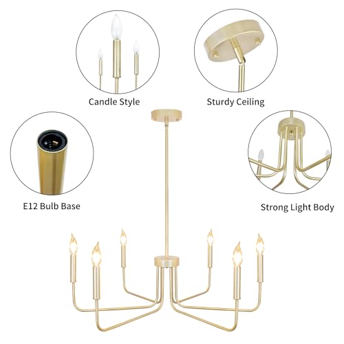 Puzhi Home Gold Chandeliers For Dining Room Modern Farmhouse Chandelier 6 Lights 28.74 Inch Rustic Industrial Metal Candle Ceiling Pendant Lighting For Living Room Bedroom Kitchen Island Foyer thumb #5