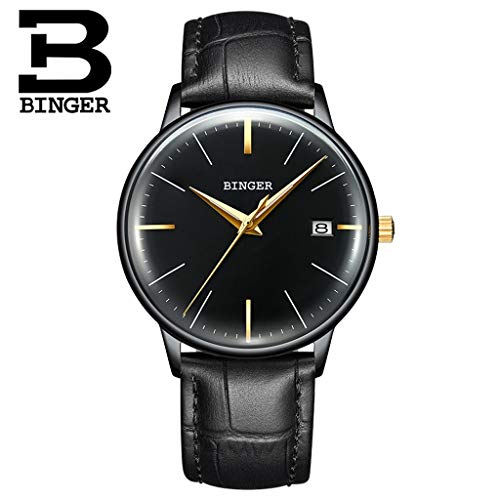 Preisvergleich Produktbild FAPROL-BINGER Herrenuhr Automatische Mechanische Uhr Kalenderanzeigefunktion Männer Armbanduhr Mit Leuchtzeiger Minimalist Black