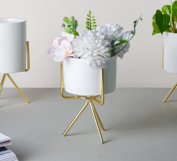 Image of Planter stand indoor rustproof durable stylish modern shelf living room sturdy stable decor decoration Pot Stand mid century - Small (Single Medium)