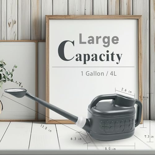 Image of 1 Gallon Watering Can, Garden Watering Can Outdoor, Plant Water Can with Removable Long Spout and Stainless Steel Sprinkler Head, Plastic Indoor Watering Cans for Gardening Flower Plants