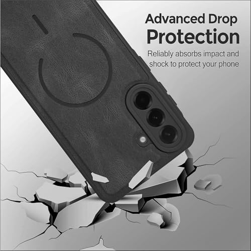Image of SBMS Back Cover for Samsung Galaxy A57 5G | Ultra Slim Soft Rubberised Hard Case | Oil Feel Soft Leather Back | Mag-Safe Design (Mag-Safe Not Support) | Camera Protection Case for Sam A57 5G (Black)