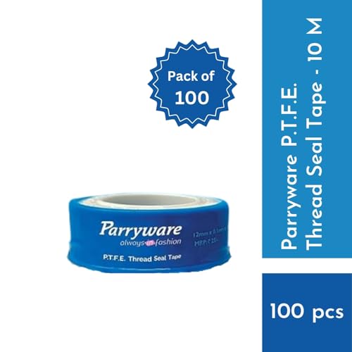 Image of Parryware PTFE Thread Seal Tape 10 M | Leak Proof & Water Proof Plumbing Perfection | (Size 12 mm x 0.1 mm x 10 mtr) | Professional high Grade Teflon Tape (Pack of 100)