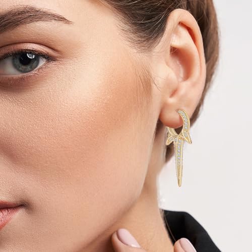 Obidos Gold Hoop Earrings -14K Gold Plated Statement Earrings - Spike Huggie Small Hoop Earrings for Women Boho Simple Hypoallergenic Earrings2