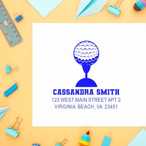 Image of Compact Golf Ball Tee Slim Pre-Inked Rubber Stamp - for Online Shop Orders | Choice of 5 ink colors. Made to Order Golf Stamp. Compact Rubber Stamp. Pre-inked body. Quiet stamping. Dense, sharp imprint.