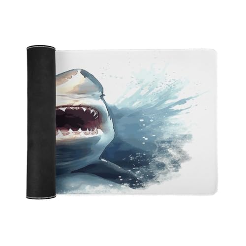 Tapis de souris de bureau requin 91,4 cm en caoutchouc durable