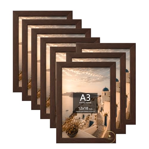 Image of AbhiKalpya Art Studio 12 inchx18 inch Inch Photo Frame A3 Size Photo Frame For Wall Artwork /Painting (Brown) (Set of 8)