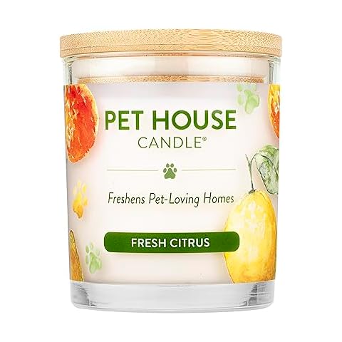 One Fur All - 100% Natural Soy Wax, 20 Fragrances - Odor Eliminator, Appx 60 Hrs Burn Time, Non-Toxic, Reusable Glass Jar Scented Candles – Pet House Candle, Fresh Citrus Cover