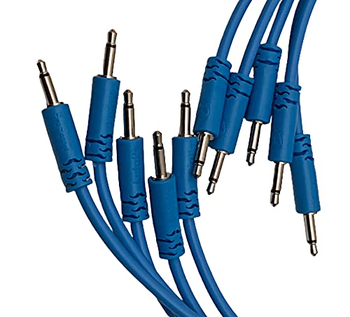 Starving Students Music Supplies - Luigi's Modular Spaghetti Eurorack Patch Cables - Package of 5 Blue Cables (15cm)