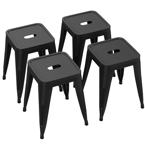 ALISH 18 Inch Stackable Metal Stools Industrial Short Stools Backless