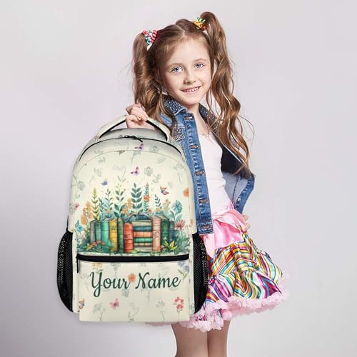 Personalized Backpacks for Girls, Cute Backpack for Book Lovers School Preschool Elementary Middle College, Custom Name 17 Inch Reading Bookbag for Travel Casual Library2