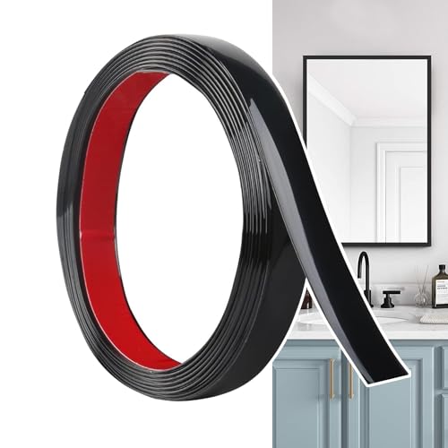 Hengrongshen Molduras Decorativas Autoadhesivas Negro Mate (6M x 2cm) Despegar y Pegar, Tiras de Pared de PVC Flexibles, Ideales para Paredes, Espejos, Techos, Suelos, Armarios, Azulejos