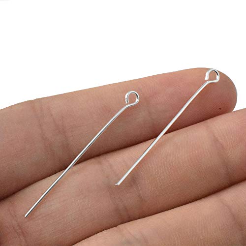 Yuyuvan Open Eye Pins Headpins 40mm Carbon Steel No Rust Thread Easily Flexible Use Easy to Bend and Remold for Beads Earring Necklace Hold Shape Well Strong Charm Bright Silver 150pcs